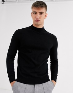 Черный джемпер с высоким воротником Burton Menswear