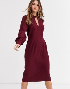 Платье миди с пышными рукавами Y.A.S-Красный