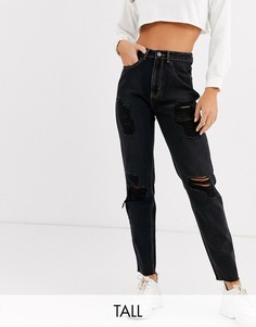 Черные джинсы в винтажном стиле с рваной отделкой Missguided Tall-Черный