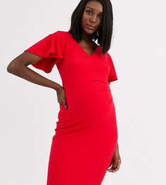 Красное трикотажное платье миди с запахом Blume Maternity-Красный