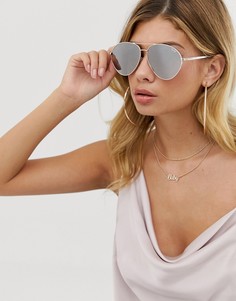 Круглые солнцезащитные очки-авиаторы Quay Just Sayin-Золотой