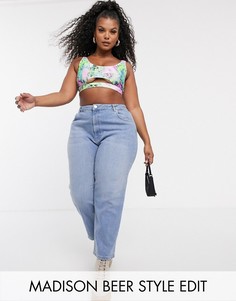 Светлые прямые джинсы ASOS DESIGN Curve Florence-Синий