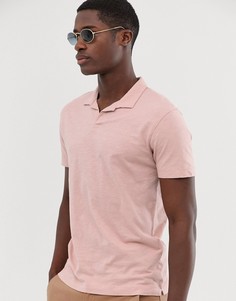Розовая футболка-поло из органического хлопка с отложным воротником Selected Homme-Розовый