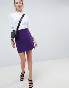 Мини юбка-трапеция с фигурным краем ASOS DESIGN-Фиолетовый