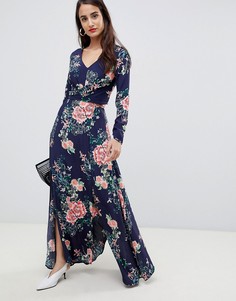 Платье макси с цветочным принтом Liquorish-Темно-синий