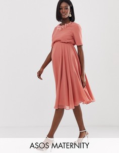 Декорированное платье миди с кроп-топом ASOS DESIGN Maternity-Мульти