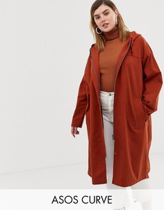 Легкая удлиненная парка ASOS DESIGN Curve-Коричневый