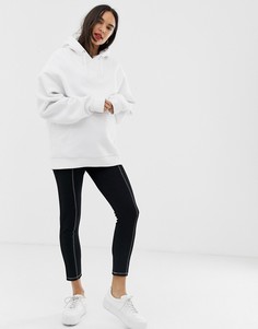 Облегающие брюки из ткани понте с посадкой над животом, завышенной талией и контрастными строчками ASOS DESIGN Maternity-Черный