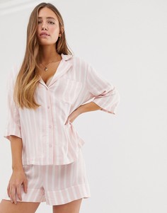 Комбинируемая пижамная рубашка в полоску ASOS DESIGN-Розовый