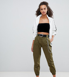 Брюки карго с цепочками Bershka-Зеленый