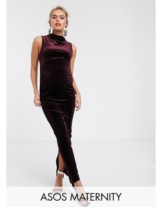 Бархатное платье миди ASOS DESIGN Maternity-Фиолетовый