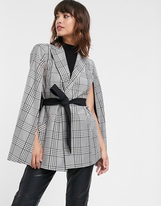 Серый клетчатый пиджак в стиле кейпа River Island-Мульти