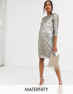 Облегающее платье мини с пайетками золотистого и серебристого цвета TFNC Materrnity-Мульти