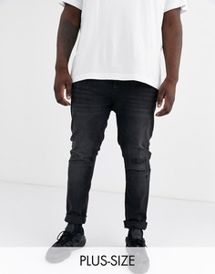 Выбеленные черные рваные джинсы скинни River Island Big & Tall-Черный