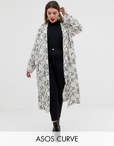 Легкое пальто со змеиным принтом ASOS DESIGN Curve-Мульти