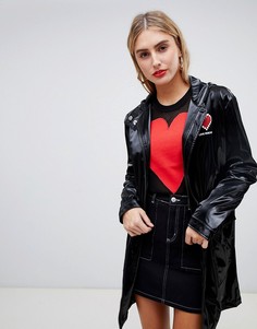 Лакированный дождевик с логотипом в виде сердца Love Moschino-Черный