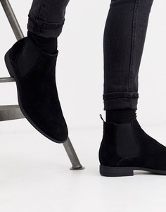 Черные ботинки челси из искусственной замши New Look-Черный