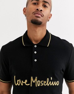 Футболка-поло с золотистым логотипом Love Moschino-Черный
