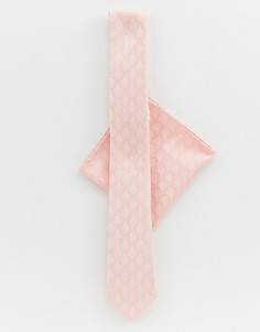 Набор: галстук и платок для нагрудного кармана розового цвета Twisted Tailor-Розовый