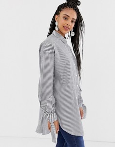 Рубашка в полоску с завязками на рукавах Monki-Мульти