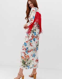 Платье миди с запахом и тропическим принтом Glamorous-Мульти