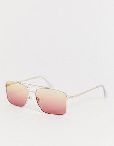 Квадратные солнцезащитные очки с розовыми стеклами Jeepers Peepers-Золотой