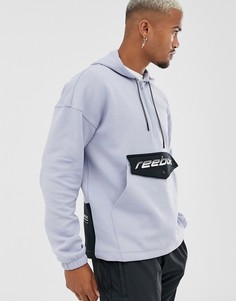 Синяя куртка с молнией до груди и логотипом на кармане Reebok-Синий