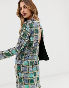 Топ в клетку из пайеток с открытой спиной ASOS EDITION-Мульти