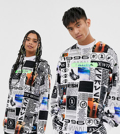 Удлиненная oversize-футболка с принтом COLLUSION Unisex-Белый