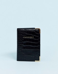 Обложка для паспорта с эффектом крокодиловой кожи ASOS DESIGN-Черный