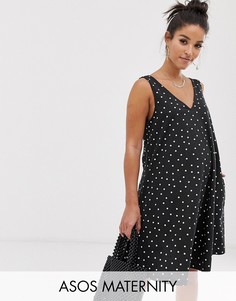 Свободное платье мини в горошек с карманами ASOS DESIGN Maternity-Мульти