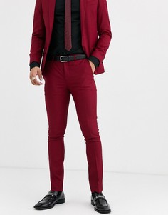 Бордовые брюки супероблегающего кроя Twisted Tailor-Красный