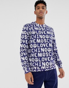 Свитшот с круглым вырезом и принтом логотипа Love Moschino-Синий