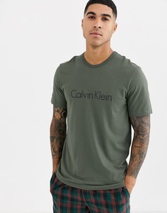 Футболка цвета хаки с круглым вырезом Calvin Klein-Зеленый