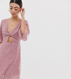 Чайное платье в горох с вырезами Fashion Union Petite-Розовый