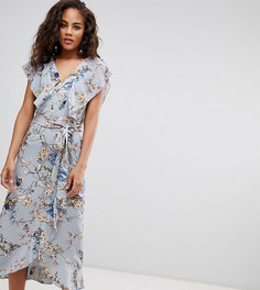 Эксклюзивное платье миди из шифона с цветочным принтом Missguided Tall-Мульти