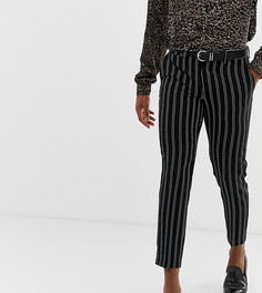 Облегающие укороченные брюки в строгом стиле в черно-белую полоску Heart & Dagger-Черный