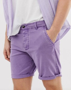 Сиреневые выбеленные шорты чиносы узкого кроя ASOS DESIGN-Фиолетовый