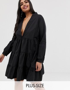 Черное ярусное свободное платье Missguided Plus-Черный