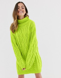 Лаймовое вязаное платье-джемпер Moon River-Зеленый