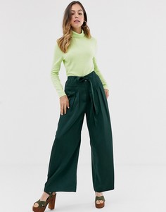 Зеленые брюки с широкими штанинами Moon River-Зеленый