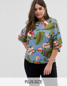 Свободный топ с цветочным принтом AX Paris Plus-Синий