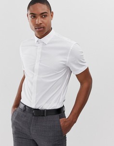 Белая зауженная рубашка с короткими рукавами Celio-Белый