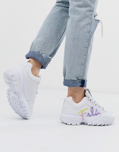 Белые кроссовки Fila - Disruptor II Script-Черный
