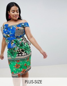 Облегающее платье с платочным принтом River Island Plus-Мульти