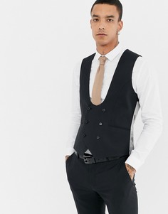 Черный приталенный жилет с добавлением шерсти Twisted Tailor