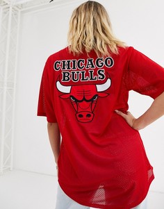 Сетчатый бейсбольный топ с логотипом NBA Bulls-Красный