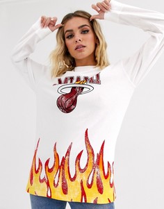Лонгслив с принтом логотипа NBA Miami Heat-Белый