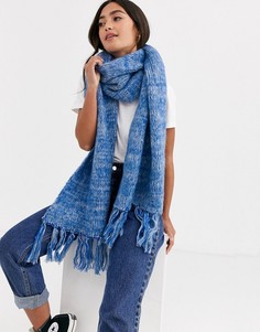 Пушистый шарф с кисточками ASOS DESIGN-Синий