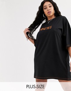 Платье-футболка в стиле oversize с вышивкой Public Desire Curve-Черный